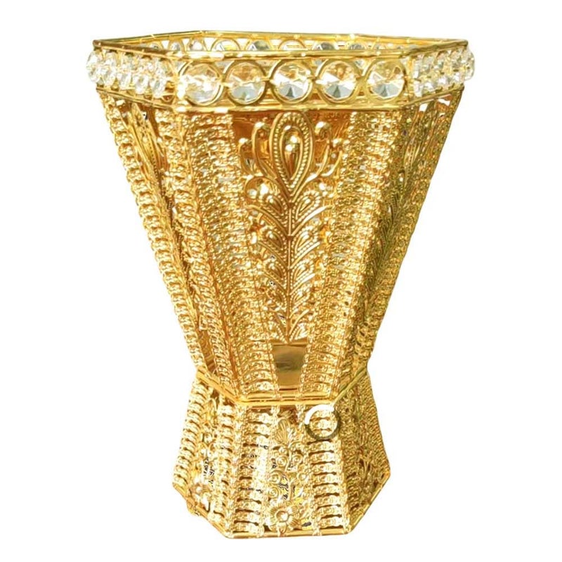 مبخرة بخور فاخرة بتفاصيل كريستال لاستخدام العود والفحم بلمسة معدنية ذهبية